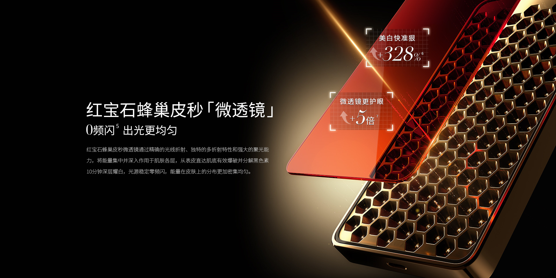 紅寶石蜂巢皮秒「微透鏡」多折射、強聚光、0頻閃，能量密度更大更勻